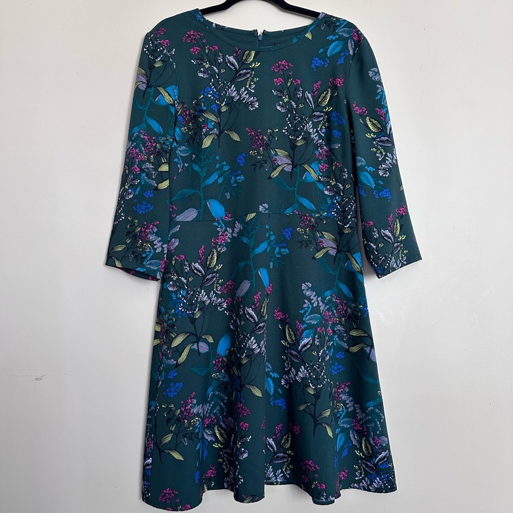 Dark Green Floral Banana Republic Dress